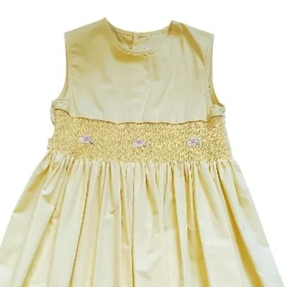Rare Editions Yellow Smocked Dress Size 12 - Picture 2 of 5